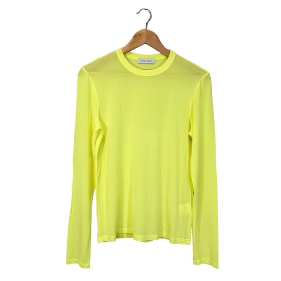 Christian Wijnants Mesh Top Lime Neon Yellow Long Sleeve Crewneck, Size L - Picture 1 of 13
